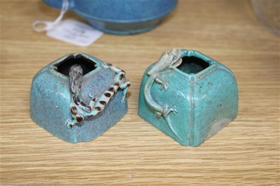 A Chinese teapot and two small water pots teapot length 15cm